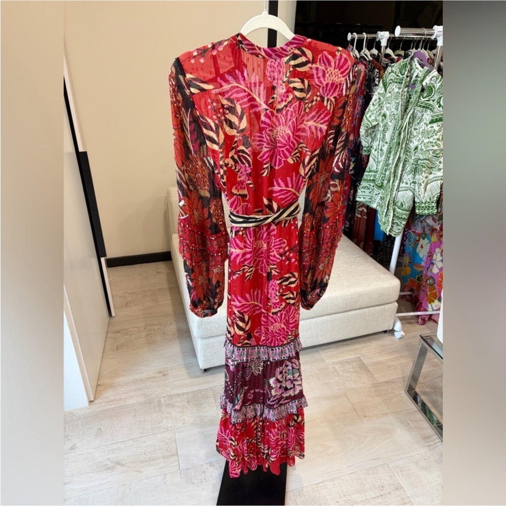 Farm Rio: Mixed Floral Prints Long Sleeve Maxi Dress - Picture 8 of 13